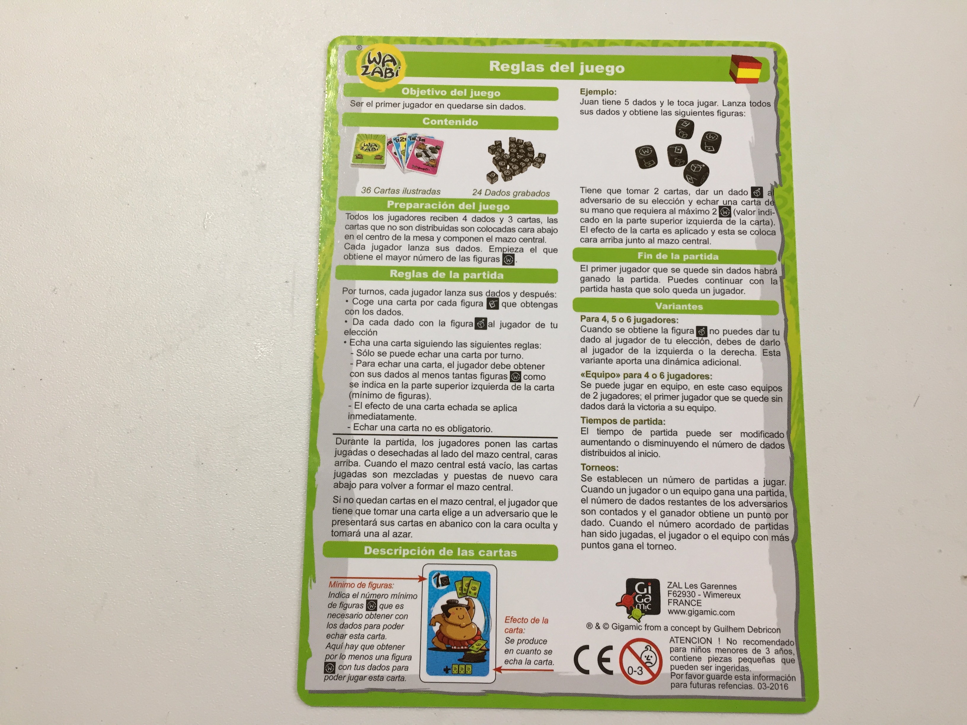 Ejemplo De Instrucciones De Un Juego - Colección de Ejemplo